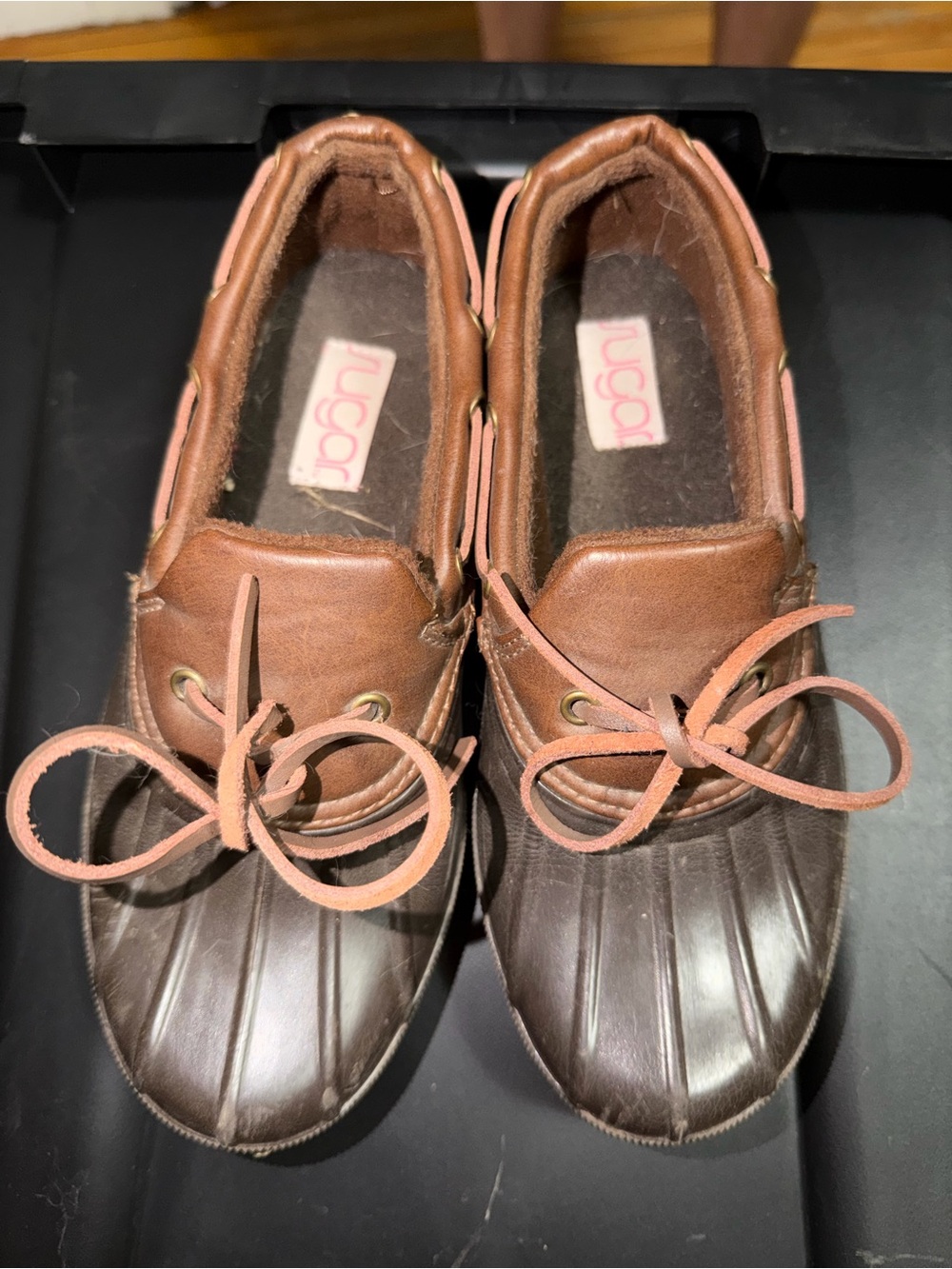 Two-Tone Duck Shoes in Brown and Dark Brown
